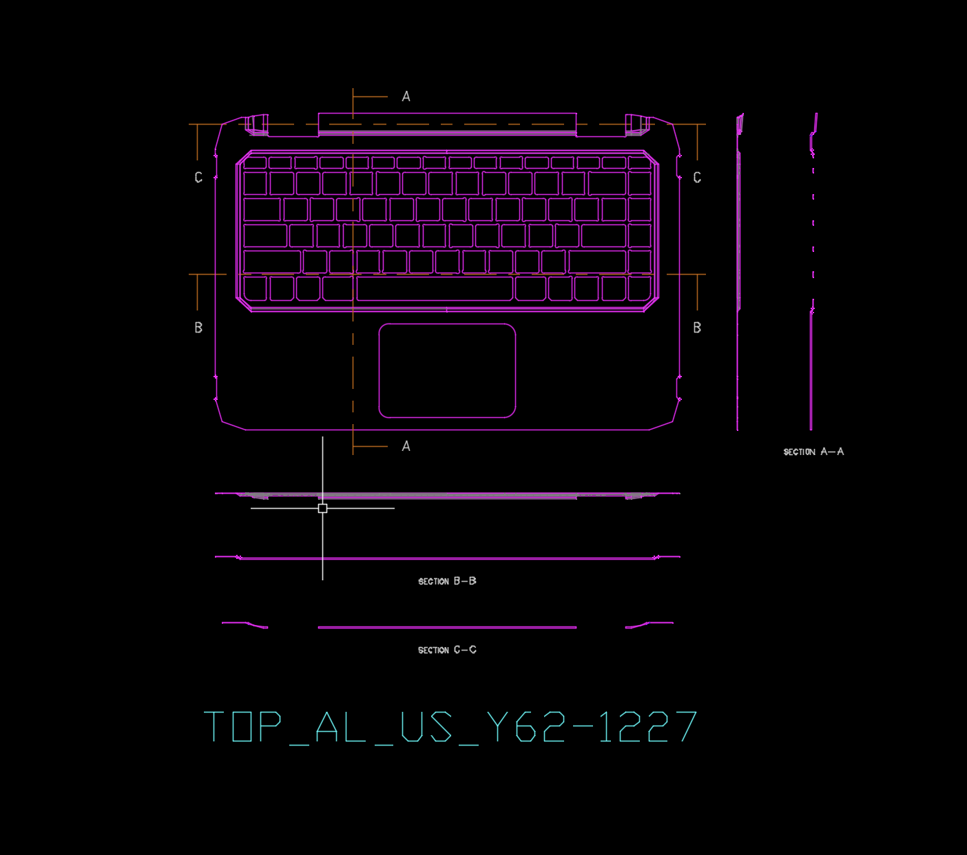笔记本键盘外壳冲压工艺图